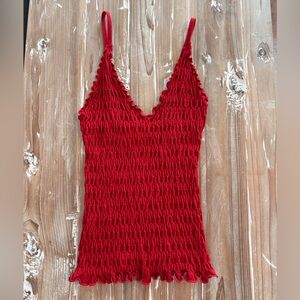 Free People Red Dahlia Pucker Up Seamless Cami (Size XS/S)